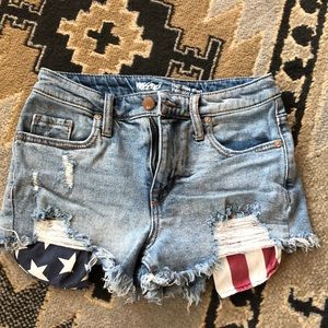 American Flag Distressed Shorts